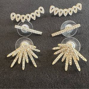 Set of Three Baublebar Gold Tone Earrings - Worn once!